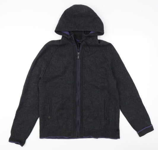Ted Baker Black Wool Hooded Jacket - Men's L