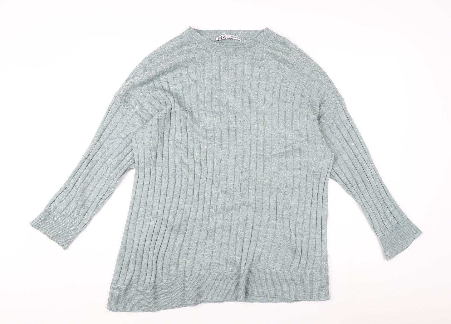Zara Women's Blue Pullover Jumper, Size S, Crew Neck