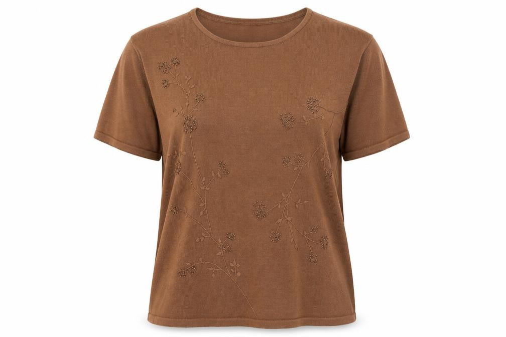Damart Women's Brown Cotton T-Shirt Size 16