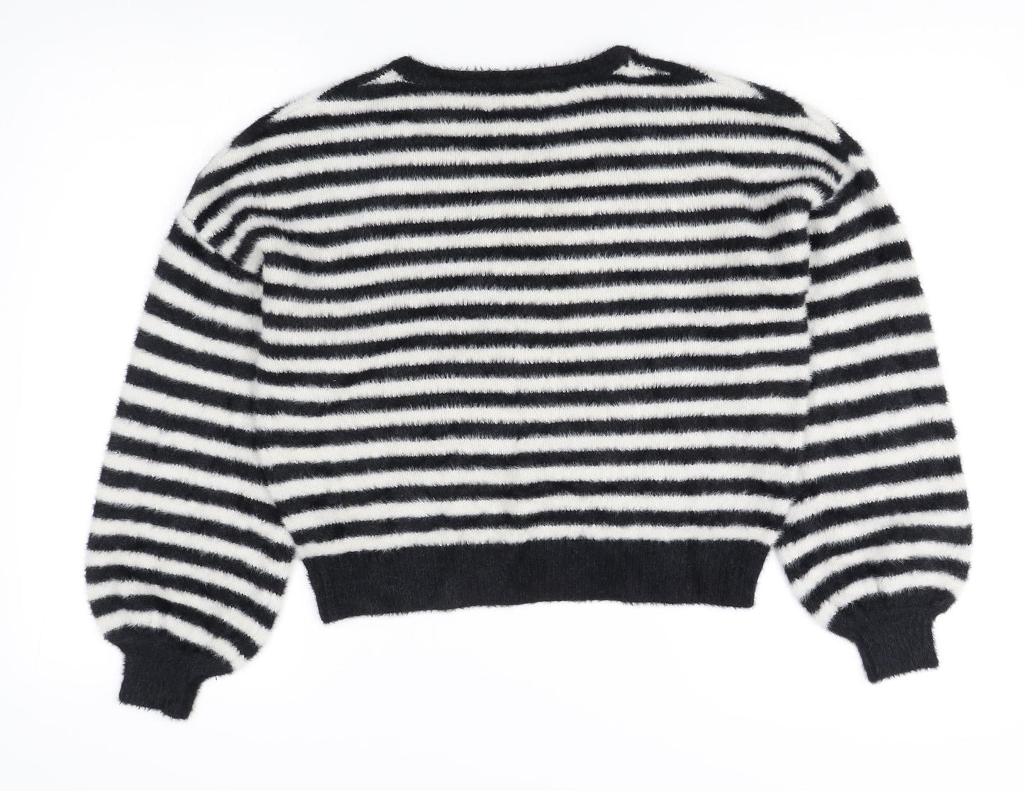ONLY Women's Black Striped Pullover Jumper Size M