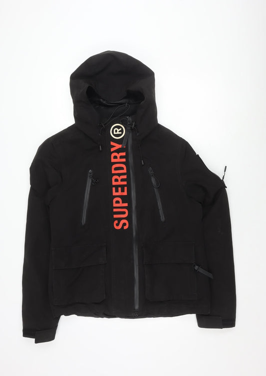 Superdry Unisex Black Hooded Jacket Size 14