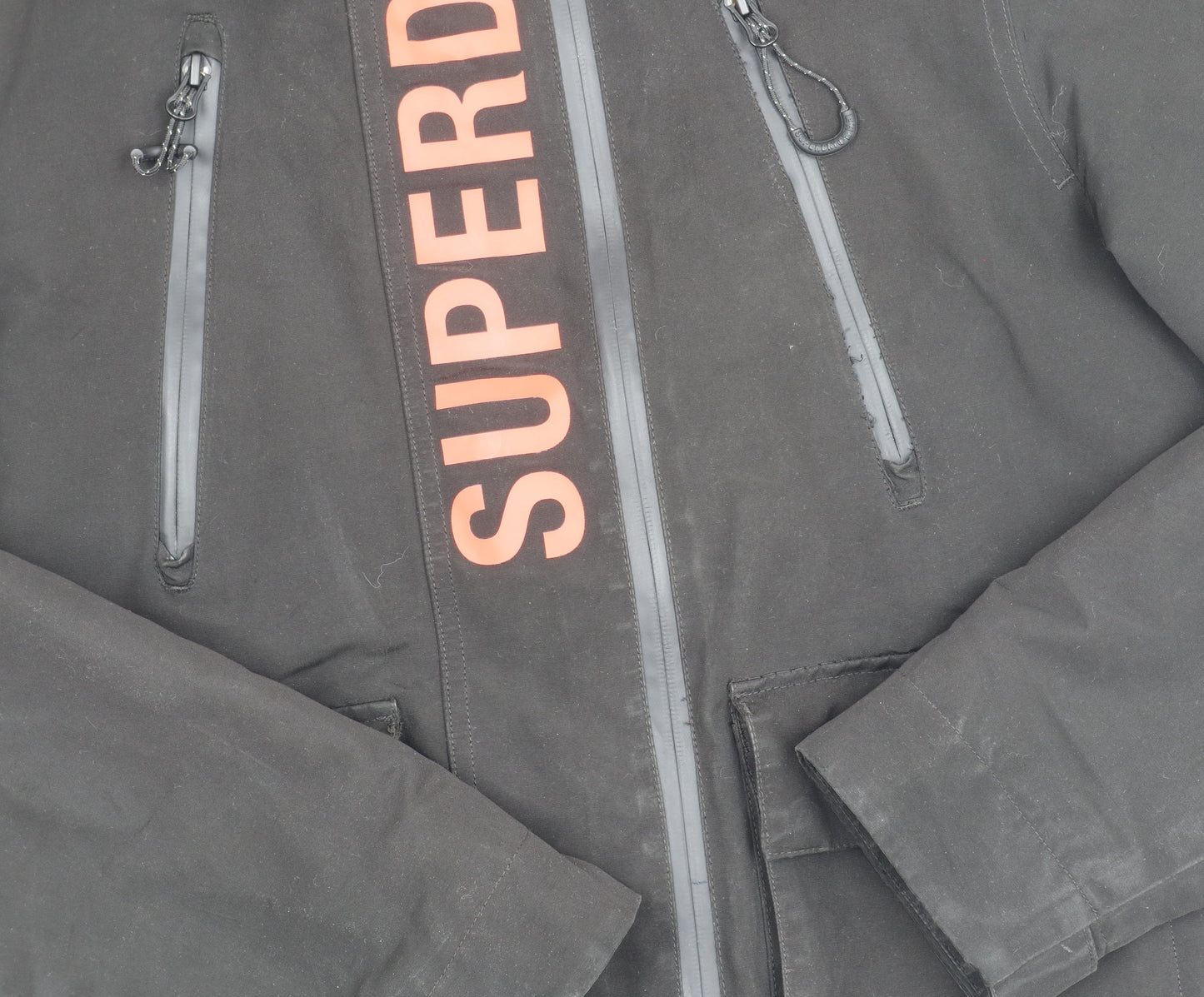 Superdry Unisex Black Hooded Jacket Size 14