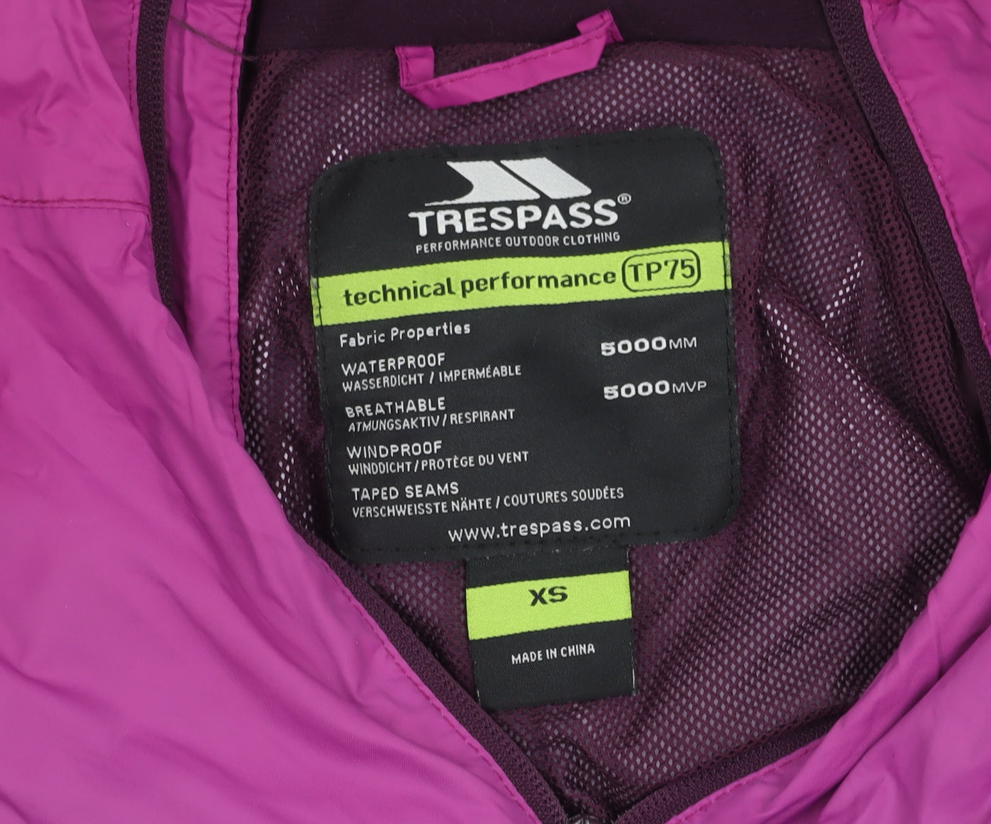 Trespass Women's Pink Waterproof Jacket Size XS