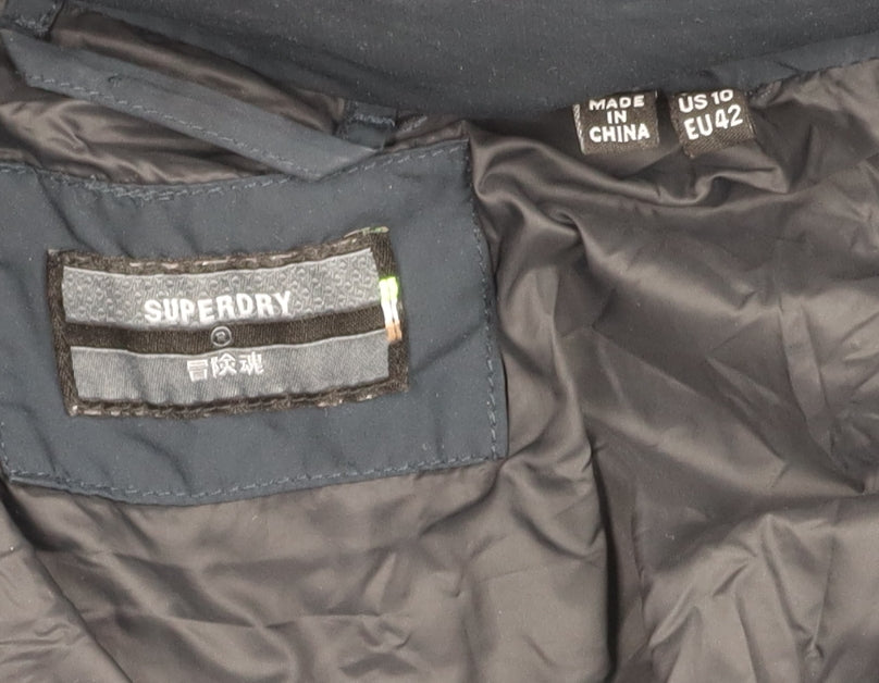 Superdry Women's Blue Puffer Jacket UK 14 Hooded