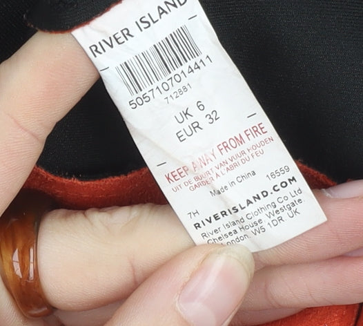 River Island Women's Orange Biker Jacket Size 6 Slim Fit