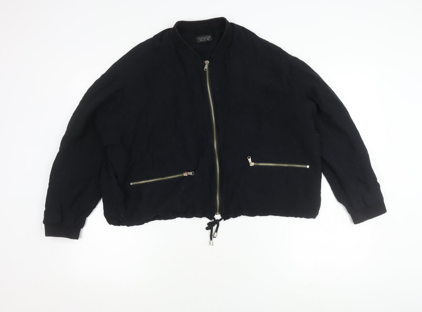 Topshop Women's Black Bomber Jacket UK 10