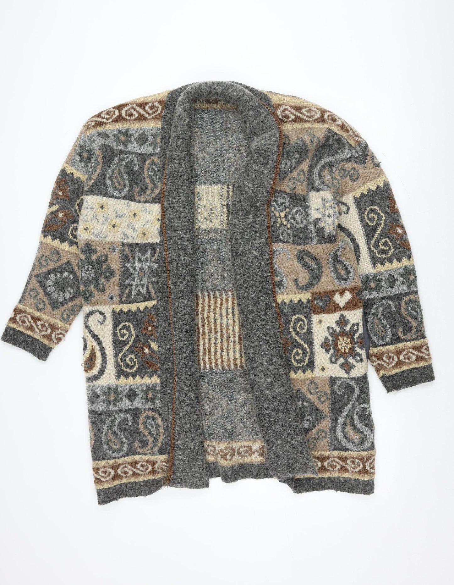 Marks and Spencer Women's Grey Geometric Coatigan, Size 12