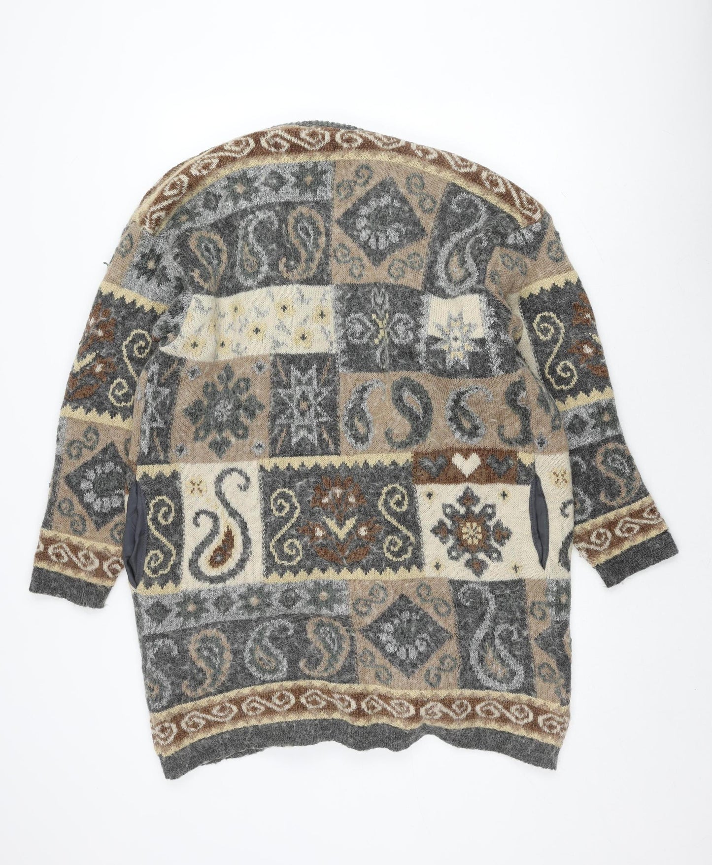 Marks and Spencer Women's Grey Geometric Coatigan, Size 12