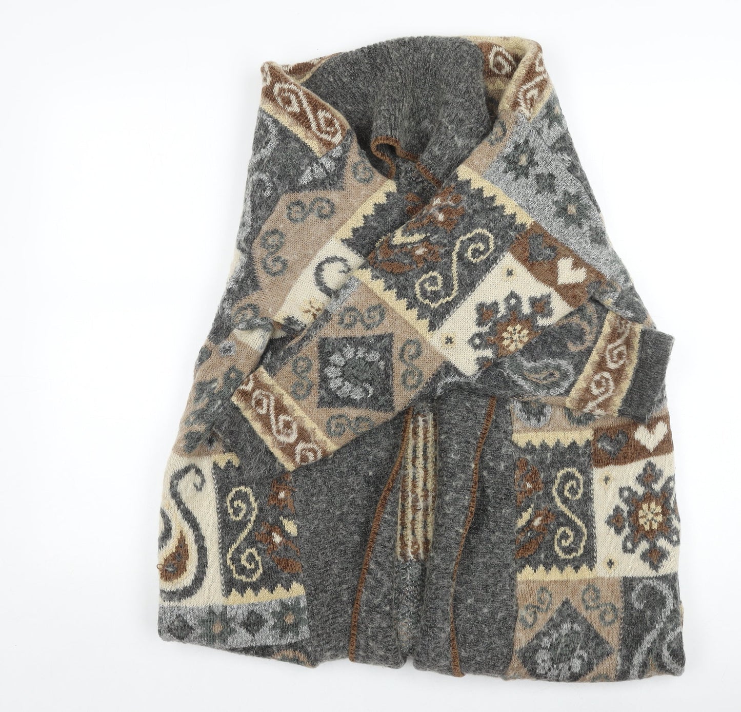 Marks and Spencer Women's Grey Geometric Coatigan, Size 12