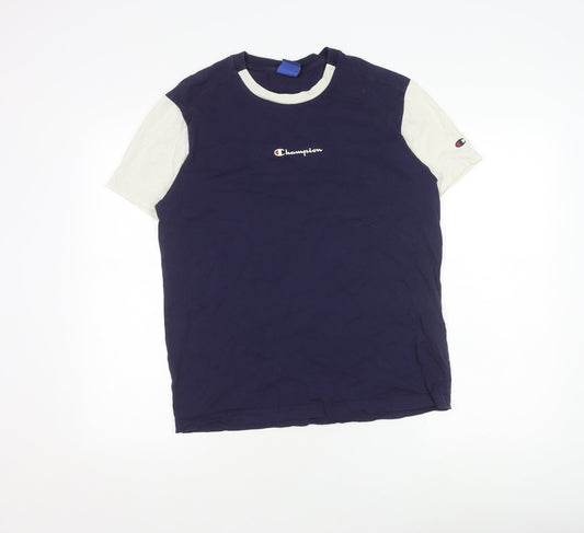 Champion Men's Medium Blue T-Shirt, Short Sleeve, Logo Detail