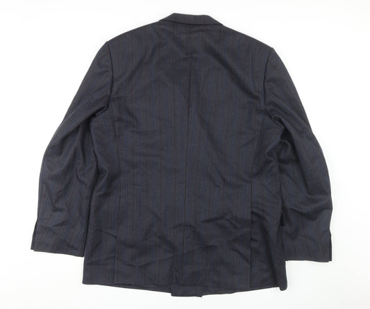 Konen Men's Blue Striped Double-Breasted Blazer 44R