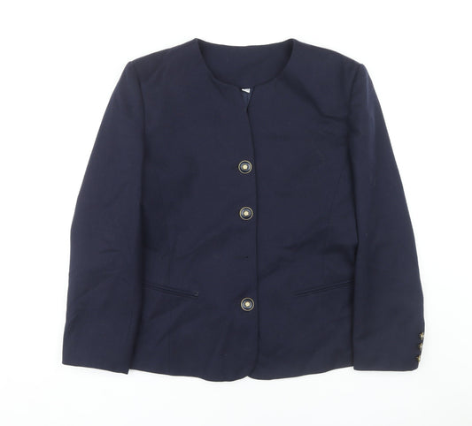 First Avenue Women's Blue Wool Blazer Jacket Size L