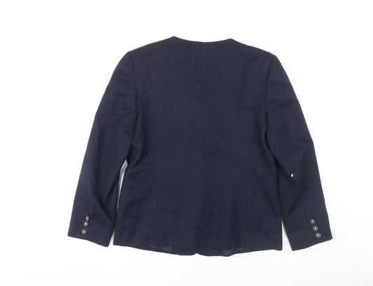First Avenue Women's Blue Wool Blazer Jacket Size L