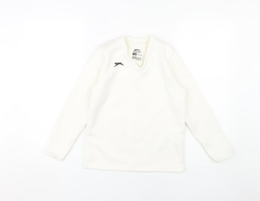 Slazenger Boys Long Sleeve White Pullover 7-8 Years