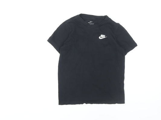 Nike Boys Black T-Shirt S Logo Crew Neck Basic