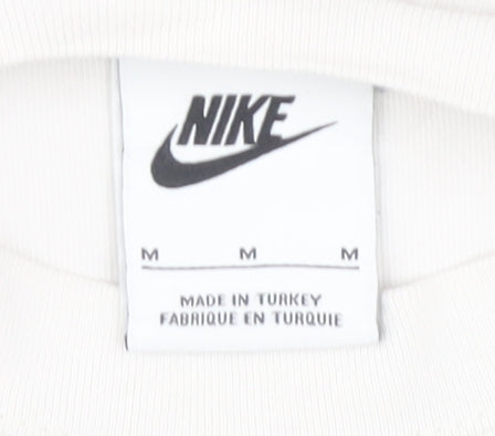 Nike Men's White T-Shirt - M, Logo Accent, Cotton