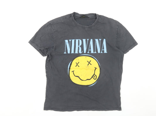 Nirvana Unisex Black XS T-Shirt with Graphic Print