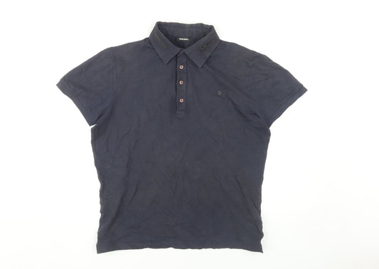 Diesel Men's Blue Cotton Polo Shirt M