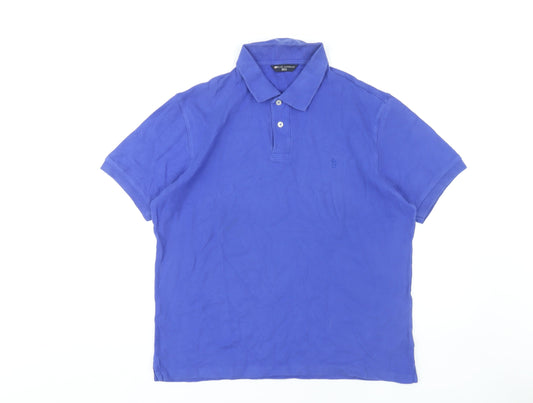 Marks and Spencer Men's Blue Polo Shirt Medium