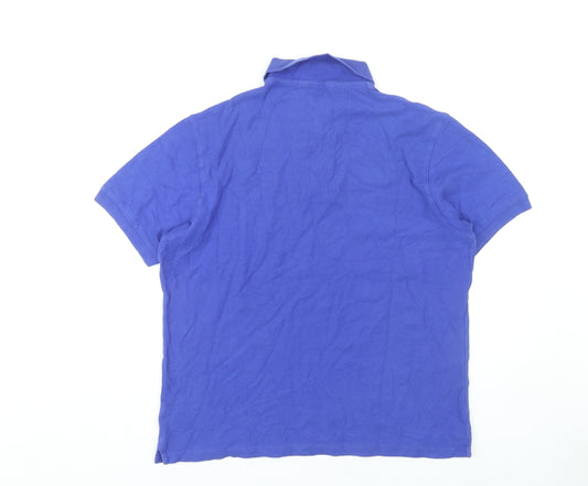 Marks and Spencer Men's Blue Polo Shirt Medium