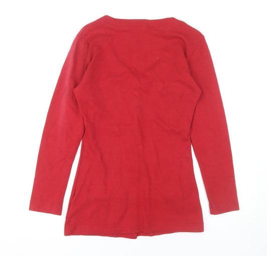 Pamplemousse Women's Red Button-Up Long Sleeve Top