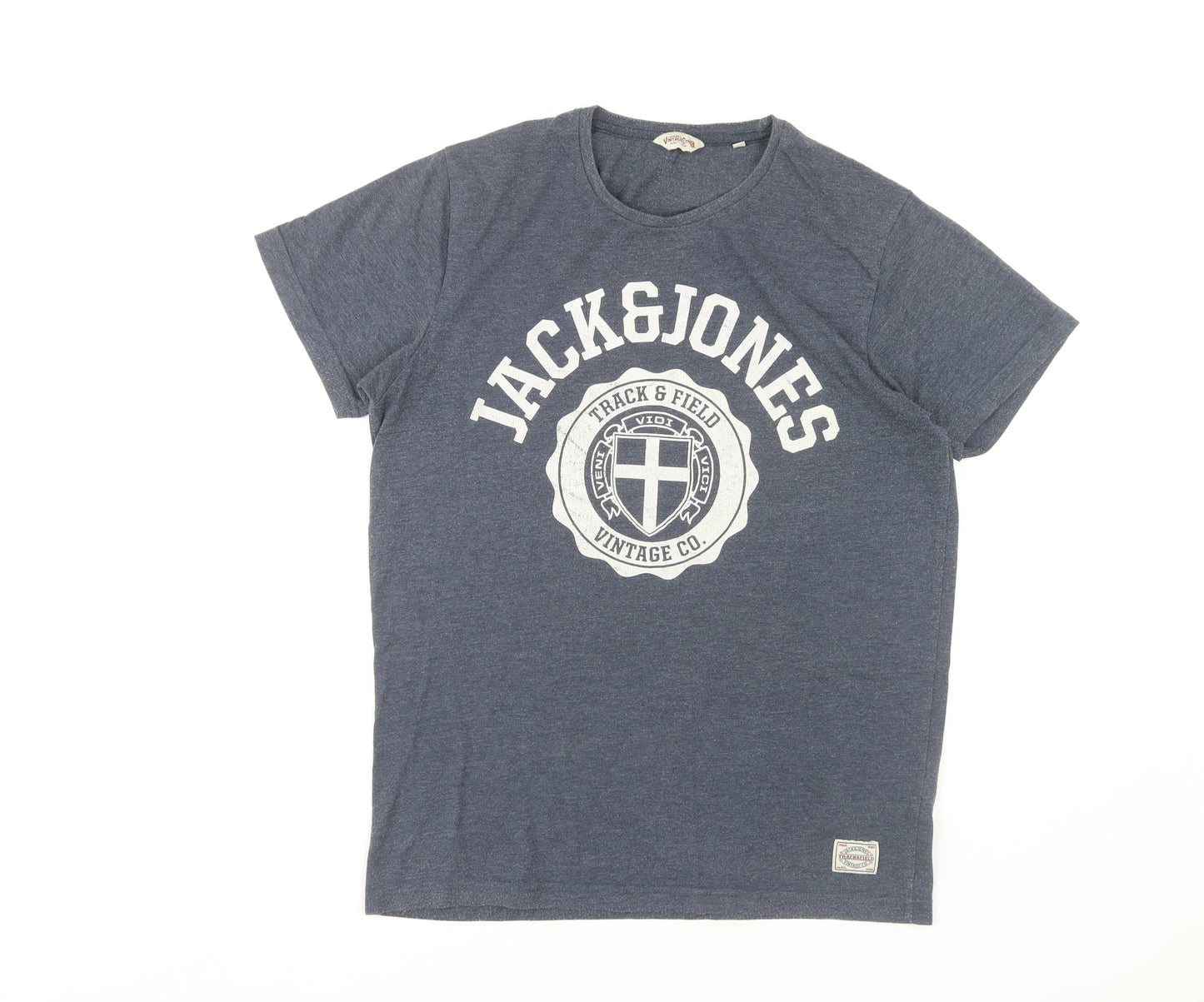 Jack & Jones Men's Blue Graphic Print T-Shirt L