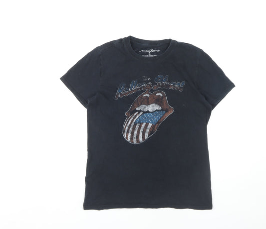 The Rolling Stones Unisex Black T-Shirt S Cotton Basic Music