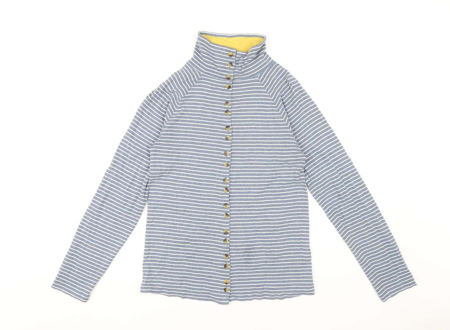 White Stuff Women's Blue Striped Button-Up Shirt, Size 12