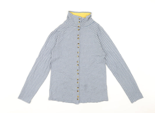 White Stuff Women's Blue Striped Button-Up Shirt, Size 12