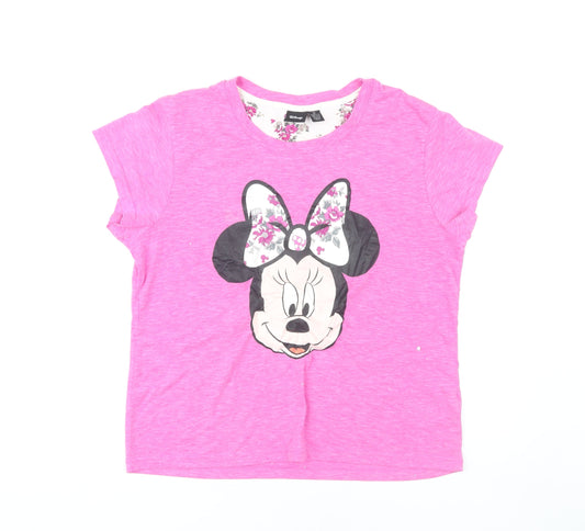 Disney Women's Pink Minnie Mouse Crew Neck T-Shirt Size 14-16