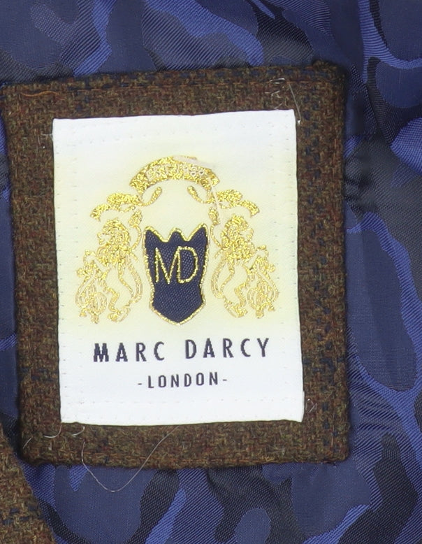 Marc Darcy Men's Brown Check Suit Waistcoat Size 36R