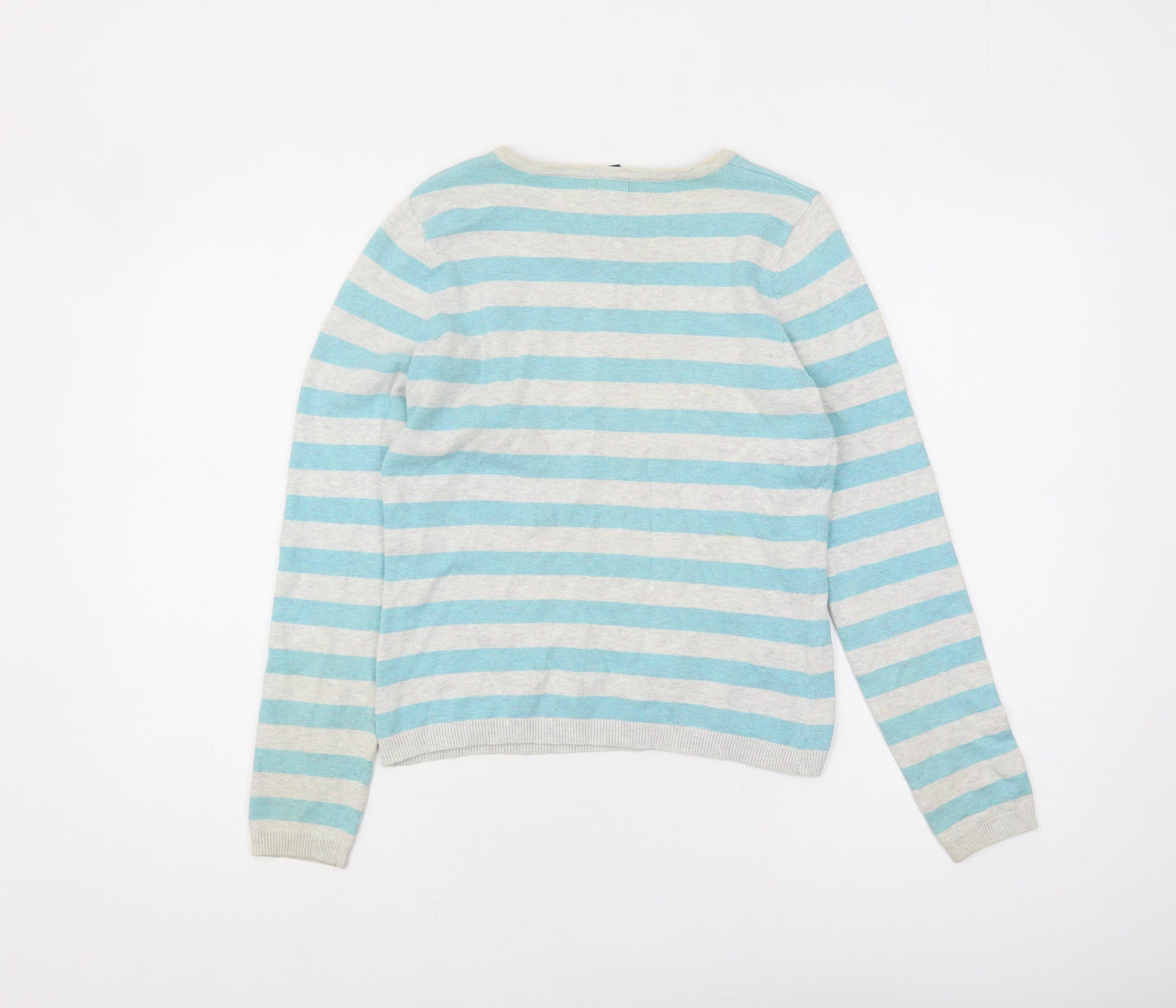 GAP Women's Blue Striped Cotton Pullover Jumper S