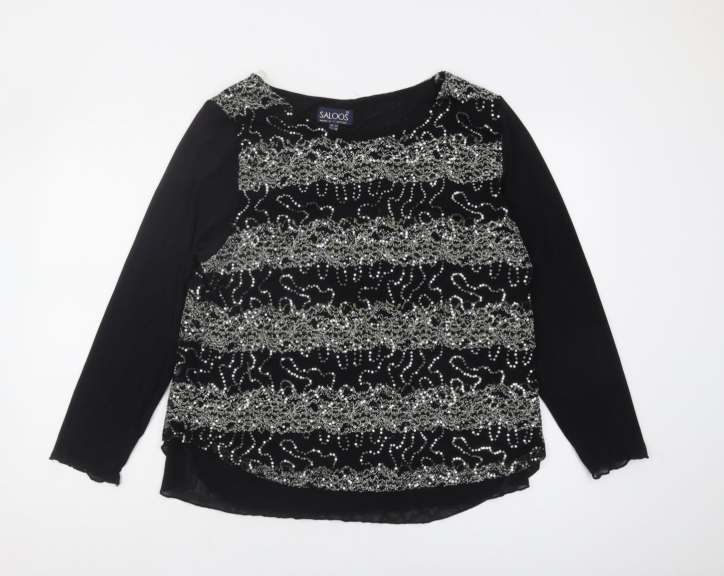 Saloos Women's Black Sequin Blouse - Plus Size 22