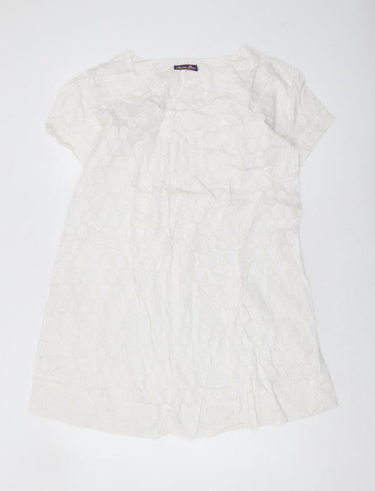 Aruna Devi Women's White Cotton Short Sleeve Top