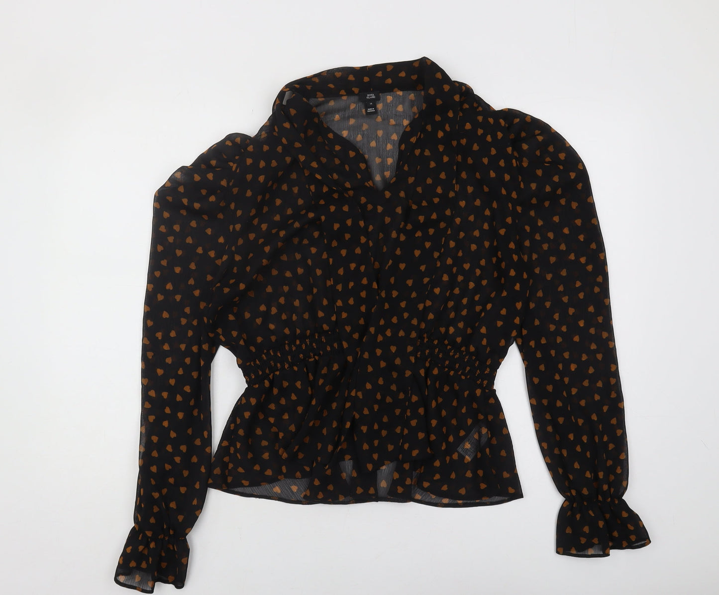 River Island Women's Black Size 14 Animal Print Blouse