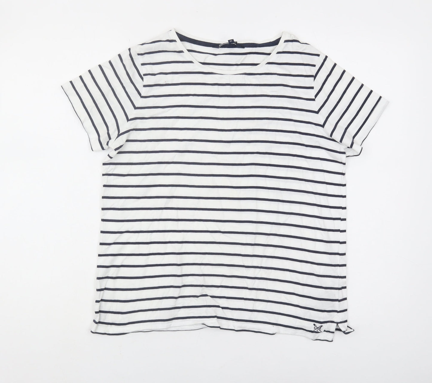Crew Clothing Women’s White Striped T-Shirt Size 12