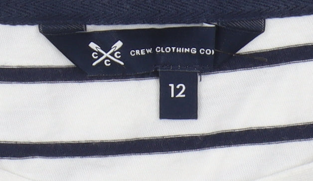 Crew Clothing Women’s White Striped T-Shirt Size 12