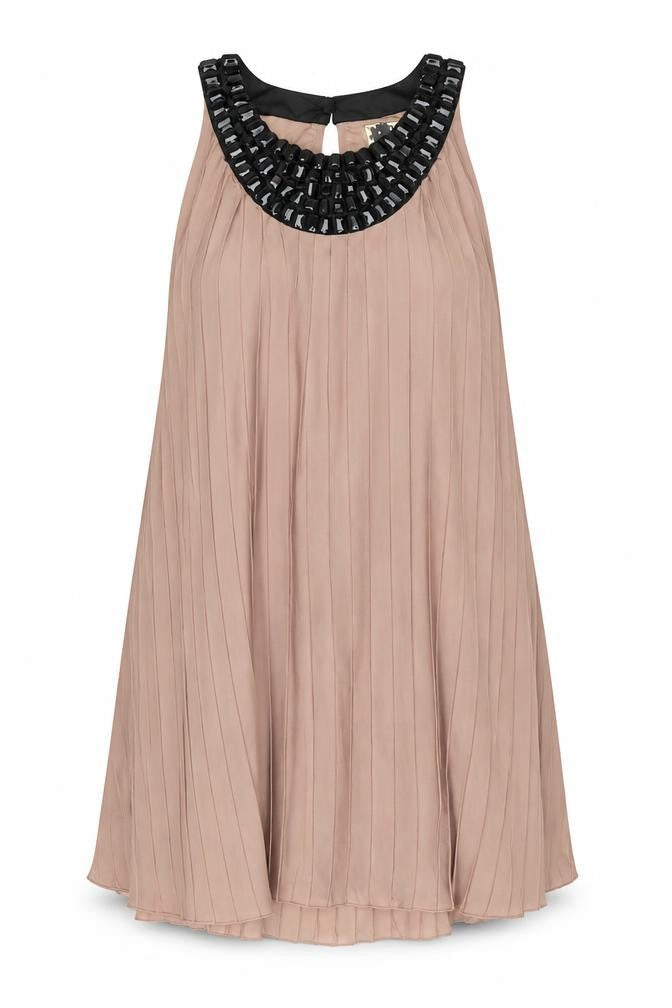ICHI Women's Beige Sleeveless Dress, XS Size