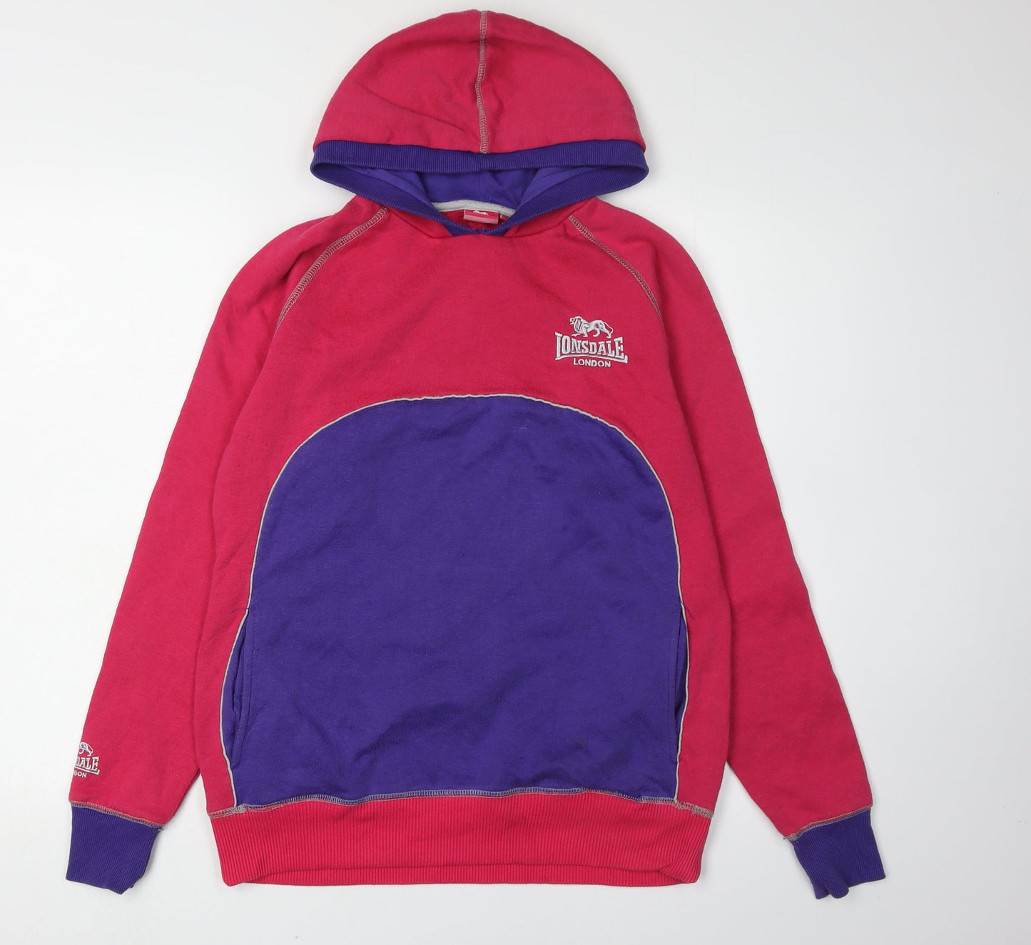 Unisex Adults UK 12 Regular Lonsdale Multicoloured Pullover Hoodie