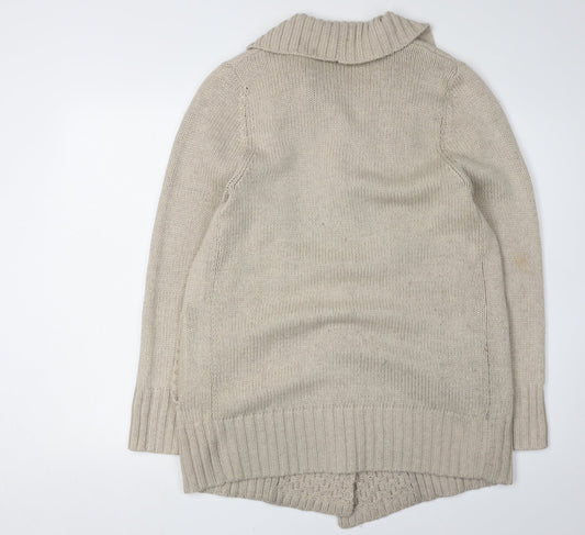 Joules Women's Beige Cardigan S Cable-Knit Wool Blend