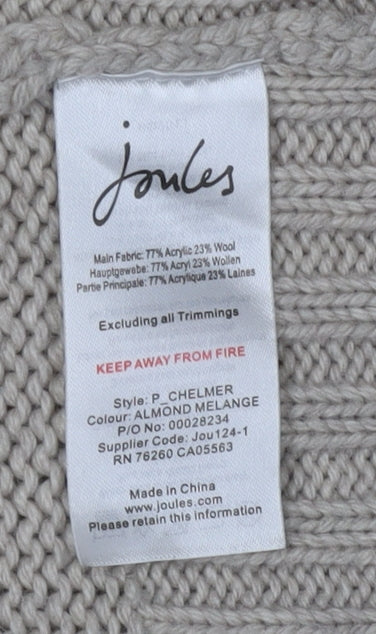 Joules Women's Beige Cardigan S Cable-Knit Wool Blend