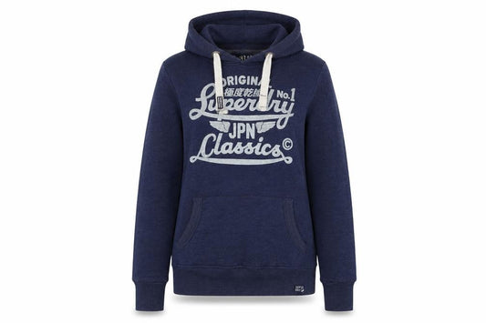 Womens UK M Regular Superdry Blue Pullover Hoodie