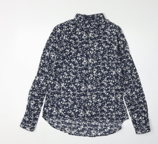 Daniel Hechter Women's Blue Floral Button-Up Shirt Size 10