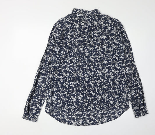 Daniel Hechter Women's Blue Floral Button-Up Shirt Size 10