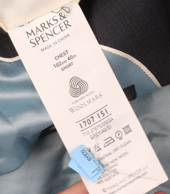 Marks and Spencer Men's Grey Wool Suit Jacket 40S