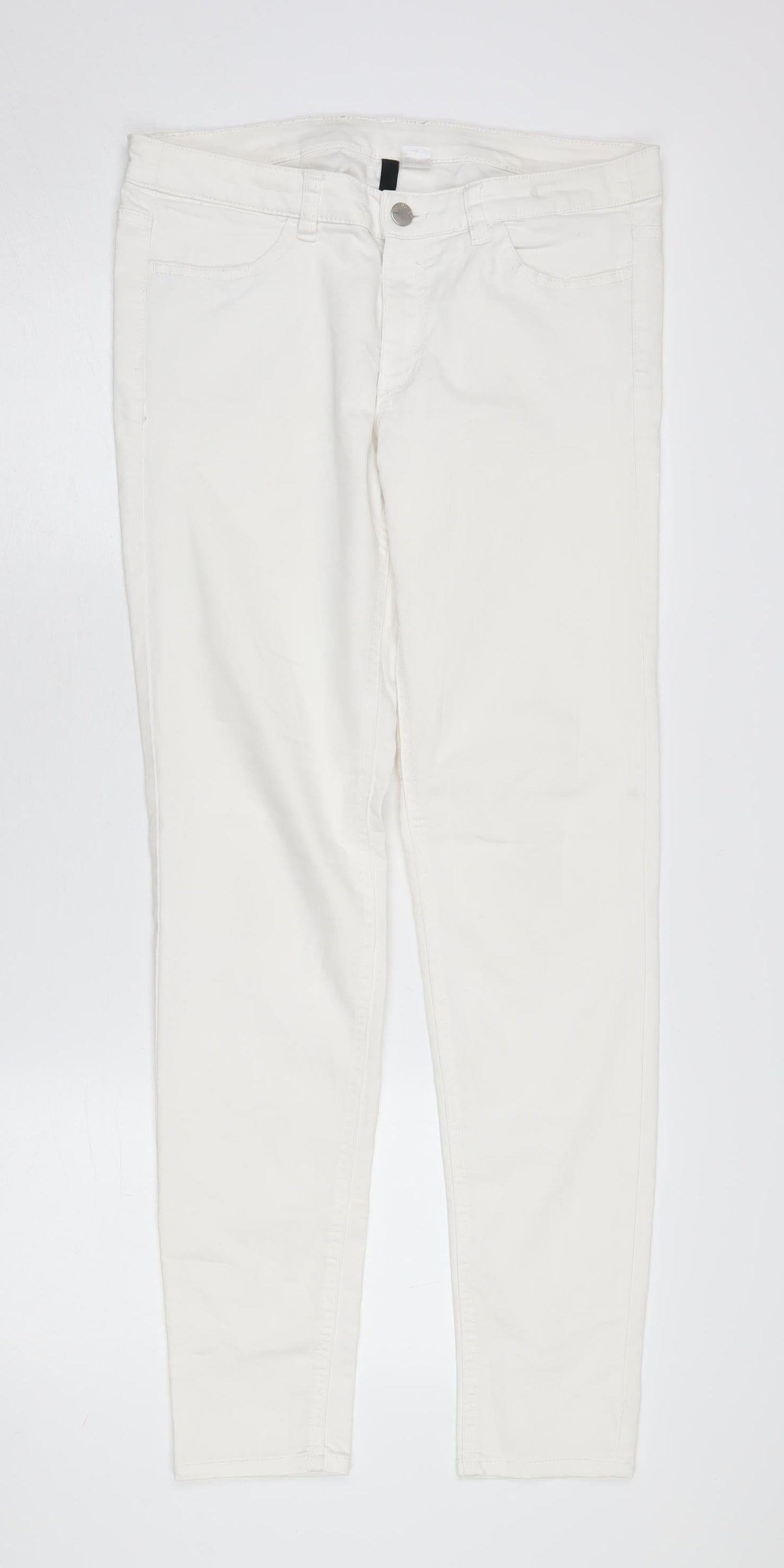 H&M Women's White Skinny Jeans Size 16, Comfortable Cotton Blend