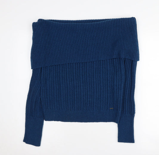 Hollister Women's Blue Long Sleeve Knit Jumper, Size L