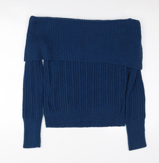 Hollister Women's Blue Long Sleeve Knit Jumper, Size L