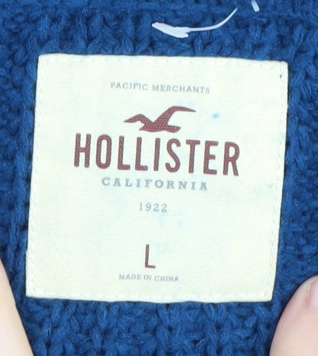 Hollister Women's Blue Long Sleeve Knit Jumper, Size L