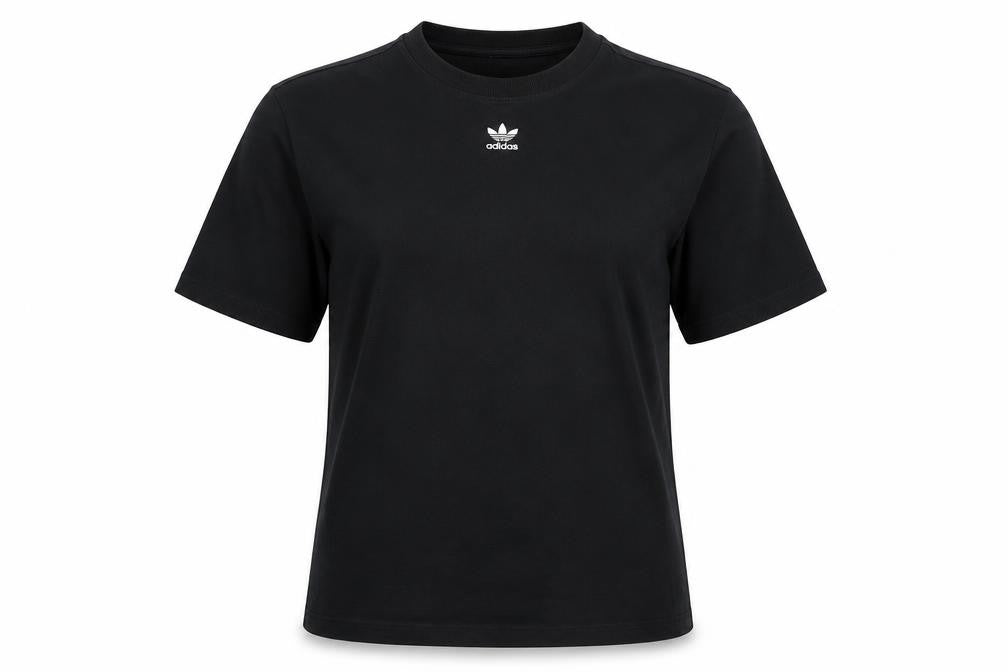Unisex Adultss UK Size 10 adidas Black 100% Cotton T-Shirt